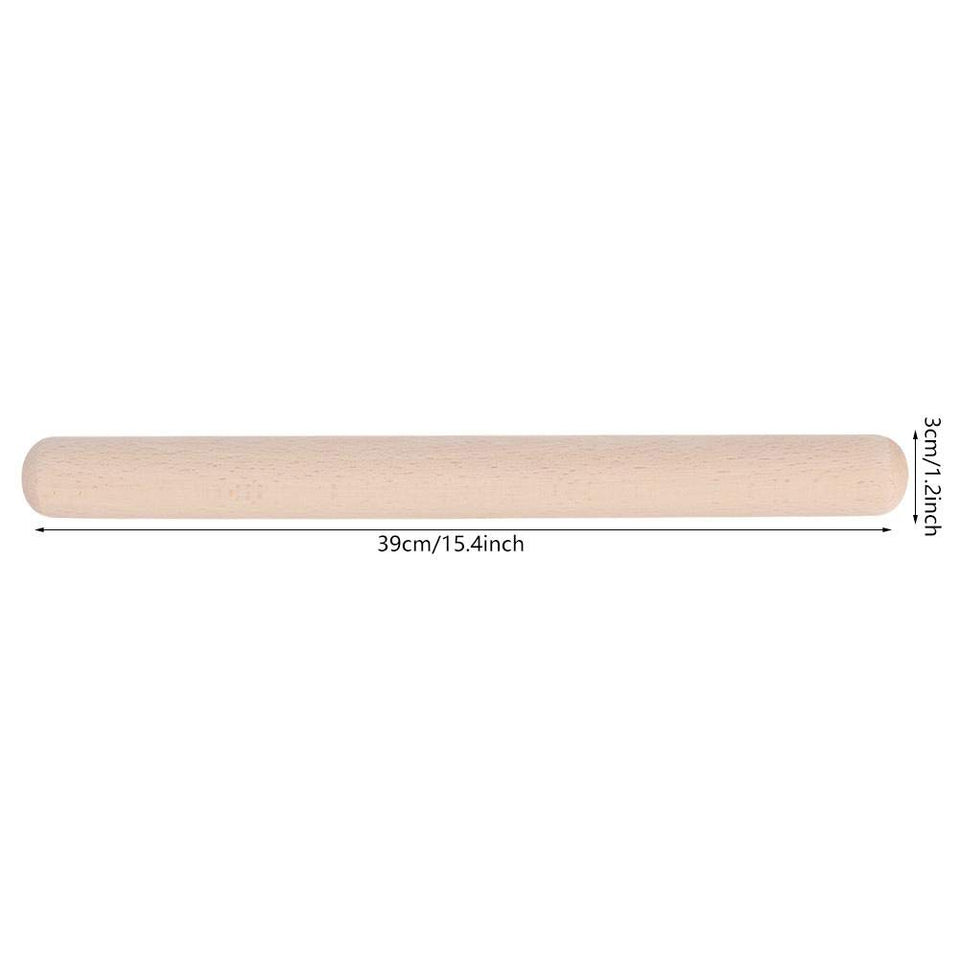 Supordu Inicio Rodillo de madera maciza Pastel Pastelería Pizza Rodillo Herramienta para hornear Utensilios de cocina(39CM)