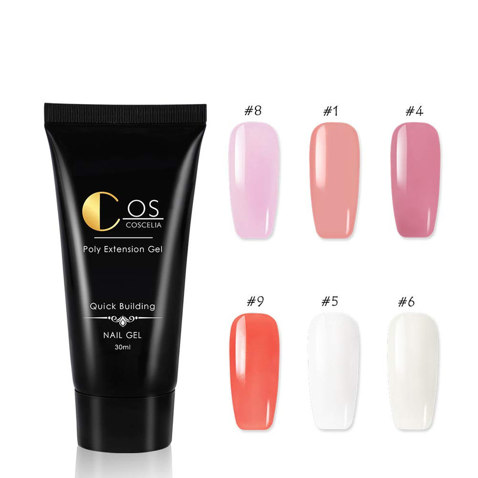 Vilamon 6PCS Poly Acrilico Gel de Extensión Gel Construcción Cleaner Plus Topcaot Base Coat Kit para Manicura Pedicura