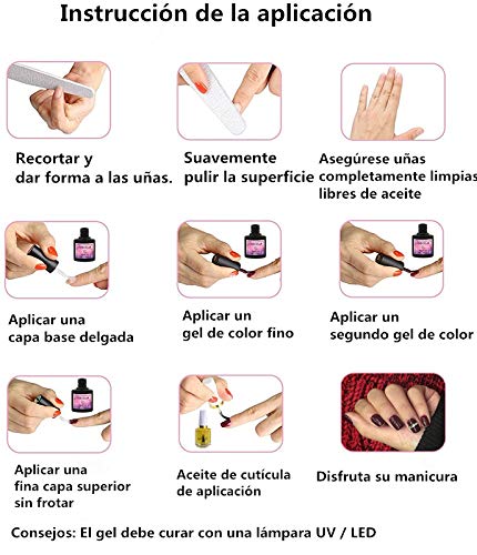 Vilamon Kit Pintauñas de Gel Esmalte Semipermanente 12pcs Secador de Uñas 36W LED Lámpara con Timer 60/90/120s Topcoat Base Caot Kit de Uña Arte