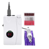 Manicura Uñas Máquina Eléctrica Pulido Uña 30000 RPM con la Pantalla de visualización y 6 pcs clavo taladro Recargable Herramienta Nail Arte Kit profesional para Belle de Salon Manicura y Pedicura