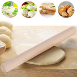 Supordu Inicio Rodillo de madera maciza Pastel Pastelería Pizza Rodillo Herramienta para hornear Utensilios de cocina(39CM)