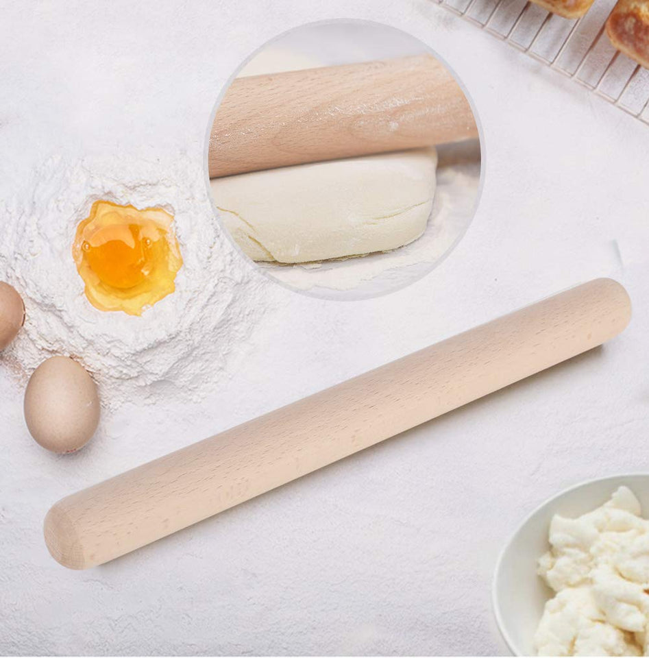 Supordu Inicio Rodillo de madera maciza Pastel Pastelería Pizza Rodillo Herramienta para hornear Utensilios de cocina(39CM)