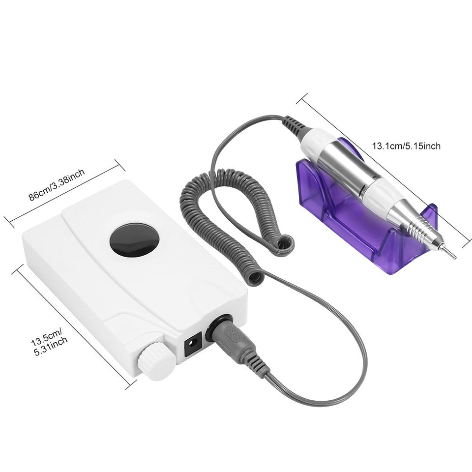 Manicura Uñas Máquina Eléctrica Pulido Uña 30000 RPM con la Pantalla de visualización y 6 pcs clavo taladro Recargable Herramienta Nail Arte Kit profesional para Belle de Salon Manicura y Pedicura
