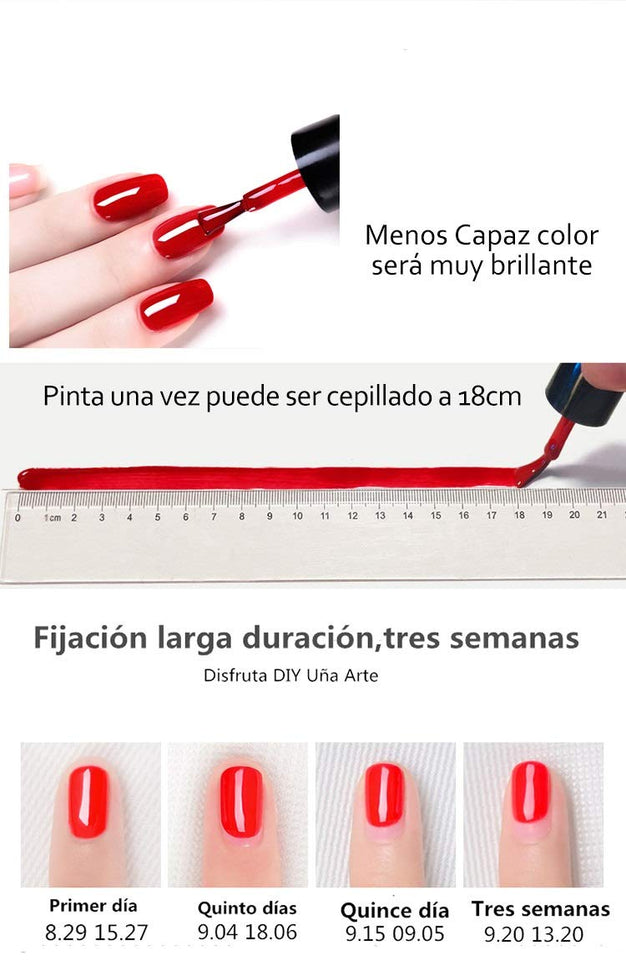 Vilamon Kit Uñas de Gel 12PCS Esmalte Semipermanente 36W LED Lámpara Capa Base Capa Superior Kit de Manicura