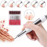 Manicura Uñas Máquina Eléctrica Pulido Uña 30000 RPM con la Pantalla de visualización y 6 pcs clavo taladro Recargable Herramienta Nail Arte Kit profesional para Belle de Salon Manicura y Pedicura