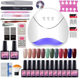 Vilamon Kit Uñas de Gel 12PCS Esmalte Semipermanente 36W LED Lámpara Capa Base Capa Superior Kit de Manicura