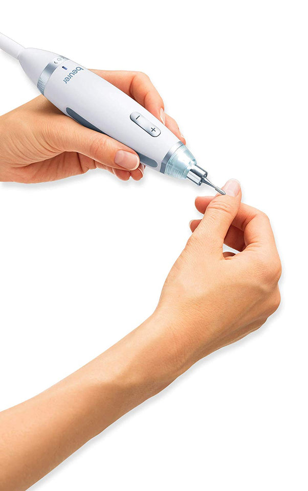 Beurer MP62 sistema de manicura y pedicura profesional para el hogar, 10 accesorios y 10 bandas de lijado, potente kit de taladro eléctrico para uñas, 10 piezas