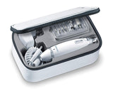 Beurer MP62 sistema de manicura y pedicura profesional para el hogar, 10 accesorios y 10 bandas de lijado, potente kit de taladro eléctrico para uñas, 10 piezas