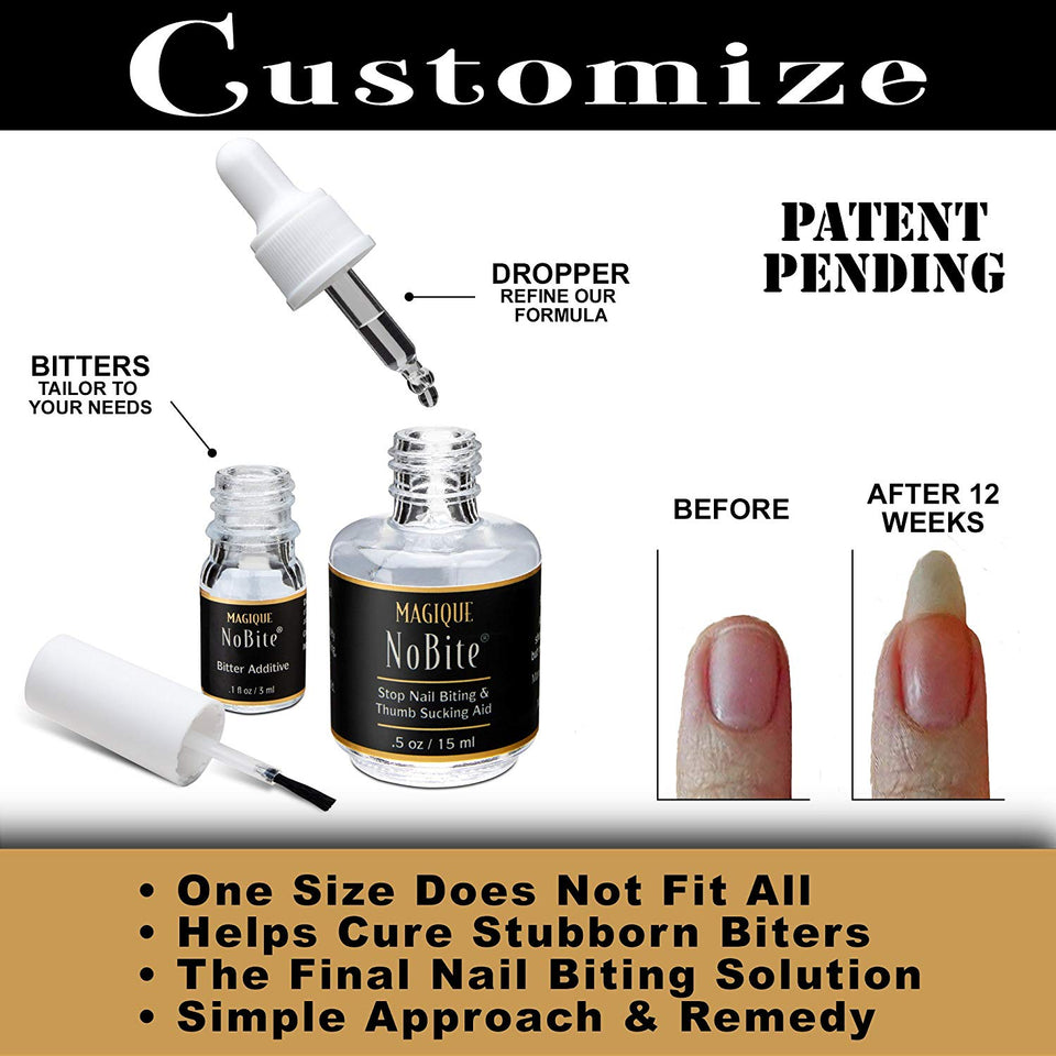 Stop Nail Biting, Stop Thumb Sucking Treatment for Kids & Adults - Promotes Nail Growth - Thumb & Finger Guard - Bitter Taste Polish - Helps Cure Nail Biting & Thumb Sucking-Magique No Bite, 0.5 Fl Oz