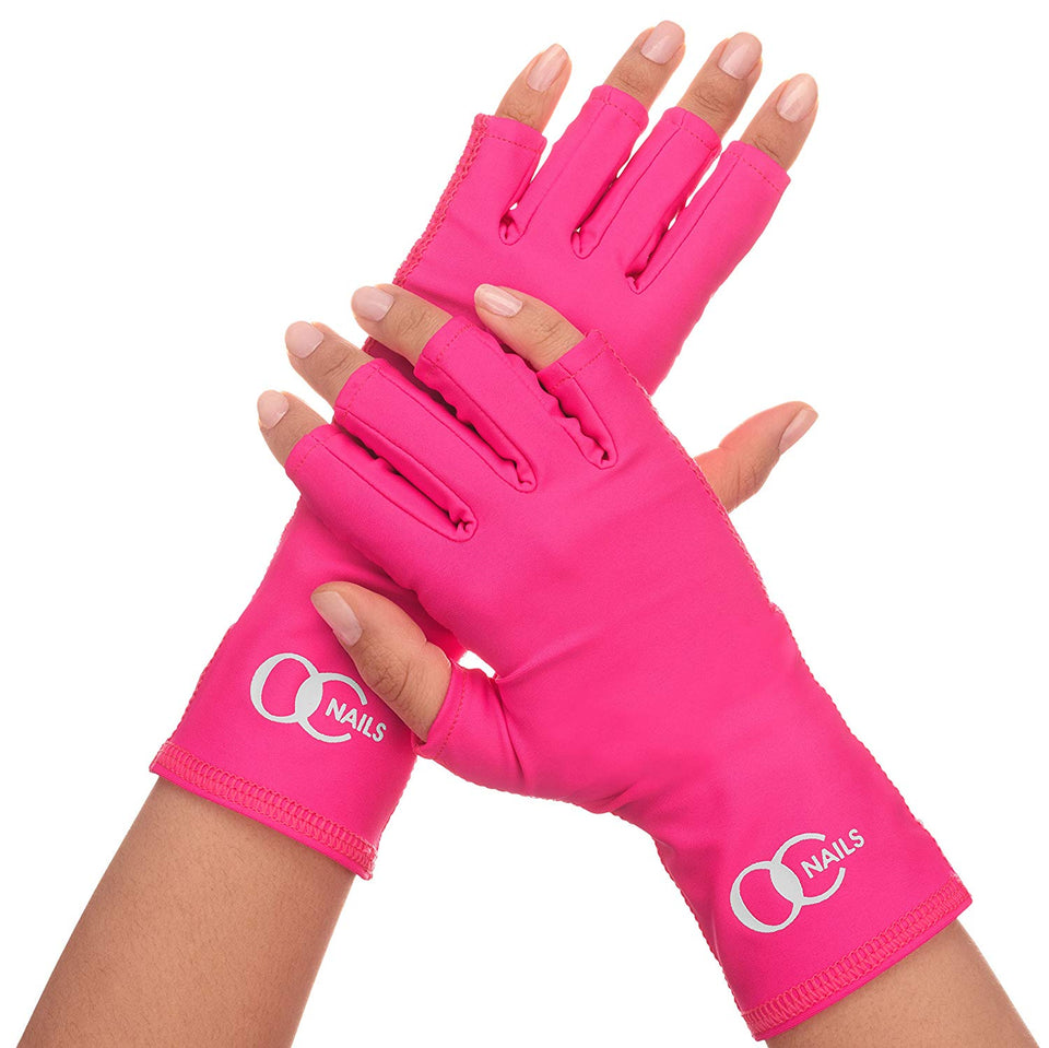 OC Nails Guante Protector de UV para la manicure de gel con UV / Lámparas LED (Color: Rosa Caliente)