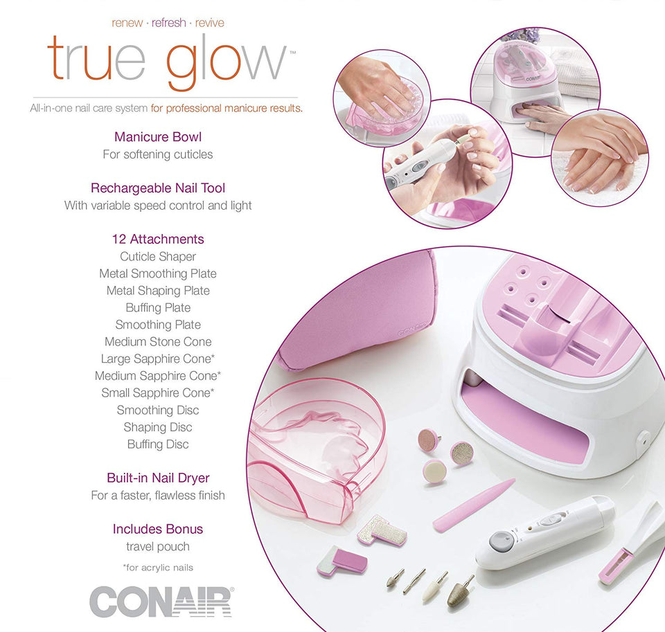 True Glow by Conair Centro de cuidado de uñas todo en uno